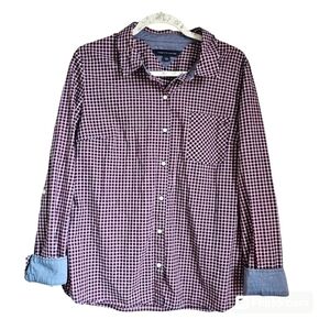 Tommy Hilfiger womens button down red white blue americana L